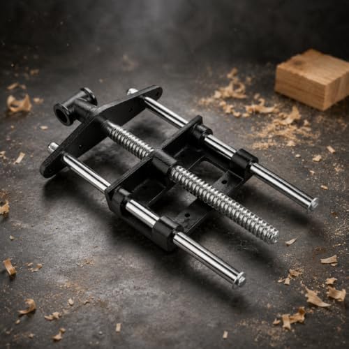 Workbench Clamping Device Carpentry Vise Bench Vise Clamp Steel Guide Rod With Threaded Screw Manual Tightening Handle Mounting Plate Suitable for, 10.5 Inch Woodworking Bench Vise