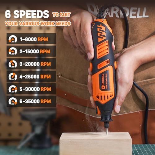 HARDELL 180W Corded Rotary Tool Kit, 8000-35000 RPM 61 Accessories for DIY
