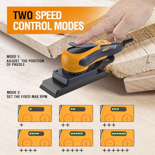 Sheet Sander, MAXXT 350W Brushless Sheet Orbital Finishing Sander with 4,000-10,000rpm,Low Vibration Electric Palm Sander for Efficient Woodworking, Tight Spaces Sanding, and Polishing