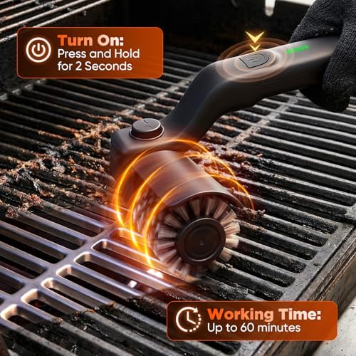 Sakerplus Electric Grill Brush,3-Speed Grill Cleaning Brush for Camping
