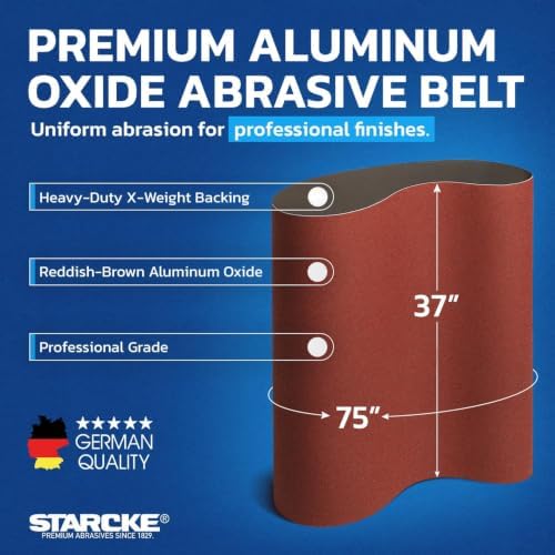 STARCKE 37 x 75 Inch Sanding Belts - 100 Grit Aluminum Oxide 5 Pack