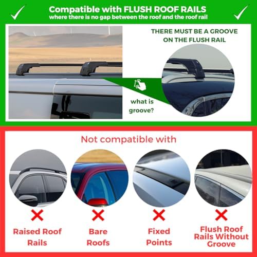 ERKUL Roof Rack Cross Bars for Kia Sportage 2017-2022 | Aluminum Crossbars with Anti Theft Lock for Rooftop | Compatible with Flush Rails - Black