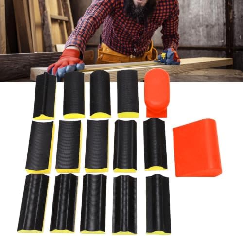 16PCS Hand Sanding Block Set, Interchangeable Assorted Contoured Profile Self Adhesive Groove Curved Surface Polishing Block for Woodworking Wall GrindingSanding Pad Kit