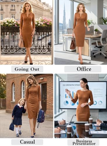 VFSHOW Womens Work Business Office Zipper Up Slim Bodycon Sheath Dress