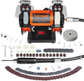 VEVOR Bench Buffer Polisher, Bench Buffer Grinder Polishing & Buffing Machine for Metal/Jewelry/Wood/Jade/Plastic/Silver DIY, with Wool/Abrasive Fiber Wheel/Grinding Wheel,100pcs Tools, 3590RPM