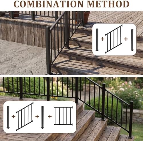 3Ft W x 36in H Stair Deck Railing Kit, Textured Black AAMA2604 Powder Coat, IBC Certified Guard Rail for Deck Porch Balcony Patio Outdoor