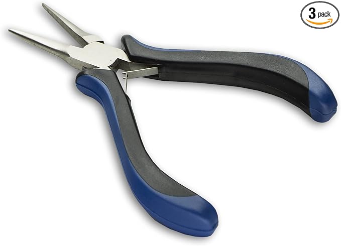 HURON Precision Pliers, Springloaded, Needle Nose, 5.25 In (1/3/10/25/100 pc) (3pc)