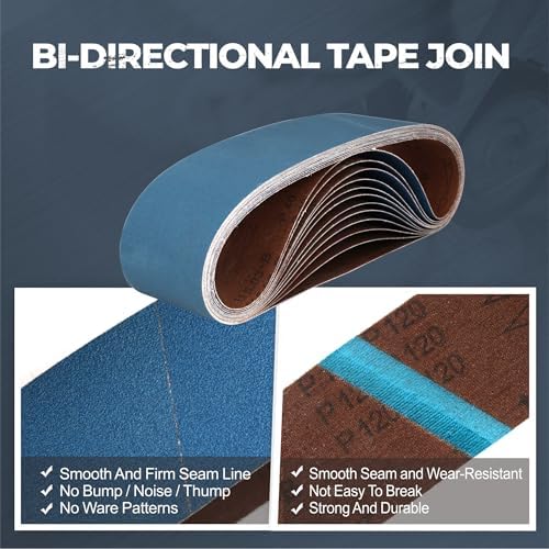 4 x 36 Inch Zirconia Sanding Belts 12Pcs, 3 Each of 40/60/80/120 Grit
