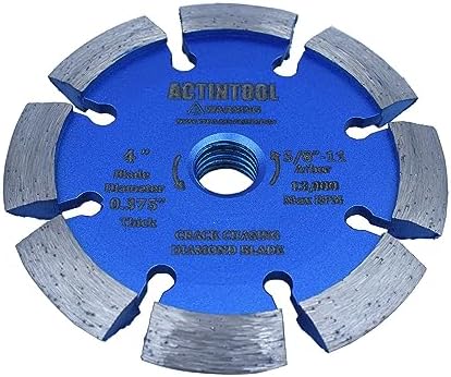 4 Inch 0.375" Width 5/8"-11 Arbor Diamond Crack Chaser Grinidng Wheel for Concrete, 0.375 Inch Thick Segments Diamond Mortar Joint Raking Blade (4" x 0.375")