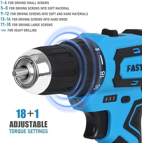 FASTPRO Home Tool Set with Drill, Household Repairing Tool Kit, Blue