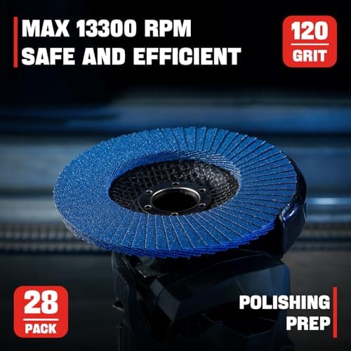 28 Pack 4 1/2 Inch Flap Disc Angle Grinder Sanding Disc Type 27 Flap Discs Premium High Density Jumbo 120 Grit Zirconia Flap Sanding Disc