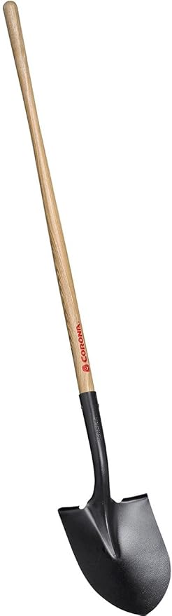 Corona Clipper SS26000 16 Gauge Steel Round Point Shovel with 48-Inch Wood Handle