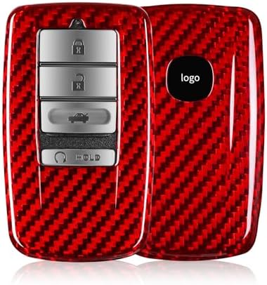 T-carbon Key Fob Cover Fits Acura MDX 2023,Real Glass Fiber Key Fob Case Fits Acura 2022 RDX RLX NSX ILX TLX TLX-L CDX Key Shell Protector Keyless Smart Remote Accessories RED