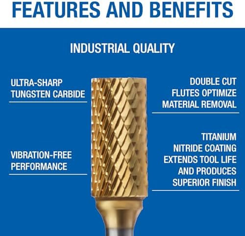 Champion Cutting Tool SA5 Double Cut TiN Coated Carbide Bur