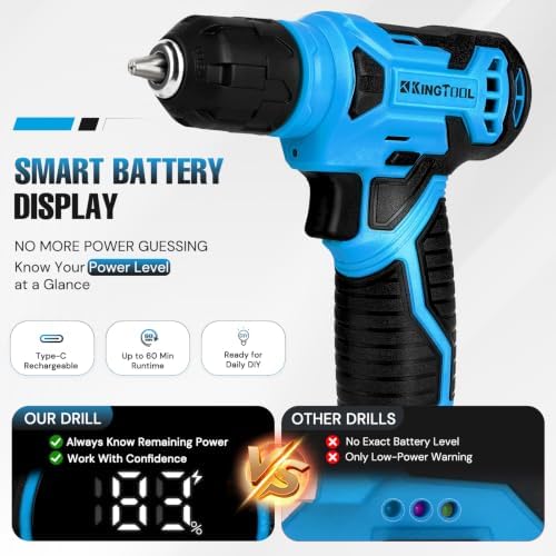 KingTool 156-Piece Blue Tool Kit, 8V Cordless Drill for Home Repairs & DIY