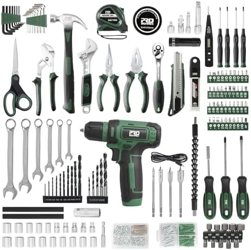 Prostormer Home Tool Kit with 8V Cordless Drill Driver, Green