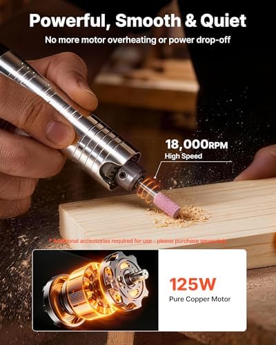 VEVOR Flex Shaft Grinder, 125W 18000RPM Electric Flex Shaft Rotary Tool, Foot Pedal Control Hanging Carver Grinder with Forward-Reverse Rotation for Carving Buffing Engraving Polishing