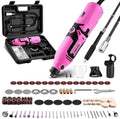 Rotary Tool Kit:DEKOPRO 1.4-Amp Power Hand Rotary Tools with 6 Variable Speed, 127pcs Accessories, 8000~35000RPM Electric Grinder Drill Machine Set with Flex Shaft for Carving, Cutting, Sanding Pink