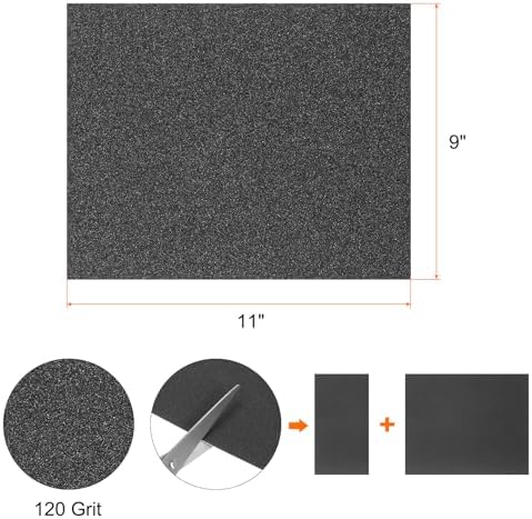 HARFINGTON 30pcs Sandpaper 120 Grit 9 x 11 Inch Waterproof Backing Silicon Carbide Abrasive Wet Dry Sanding Sheets for Wood Finishing, Metal Sanding, Automotive Polishing