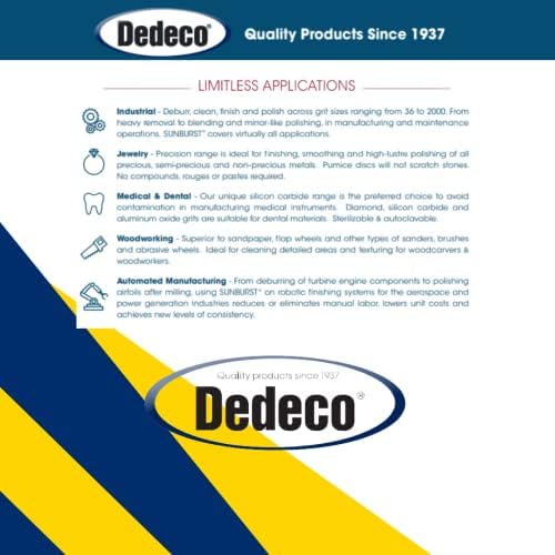Dedeco Sunburst Radial Bristle Disc 1 Pack - 8" Straight - Yellow 80 Grit (Coarse) - Aluminum Oxide for Polishing & Finishing