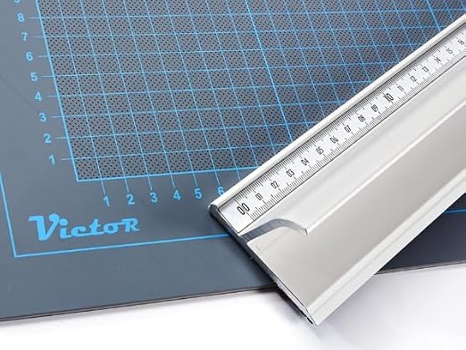 Victor 18-Inch Professional Aluminum Safety Ruler with Finger Guard Edge and Non-Slip Base – Precision Cutting Tool for Craft Projects – Durable Safety Ruler