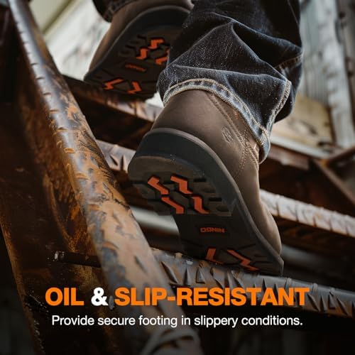 NINGO Steel Toe Boots for Men, Comfortable Square Toe Cowboy Work Boots
