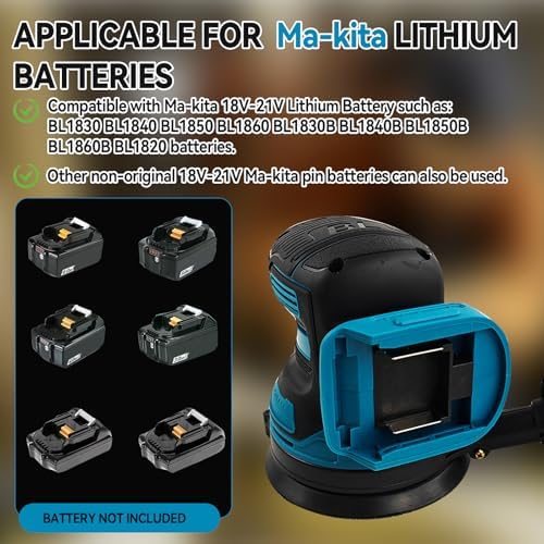 5" Cordless Random Orbital Sander Compatible with Mak-ita 18v Battery,Brushless, 3-Speed (7000/9500/11000 RPM), Dust Bag Included, 20 Sanding Discs for Woodworking Polishing Sanding