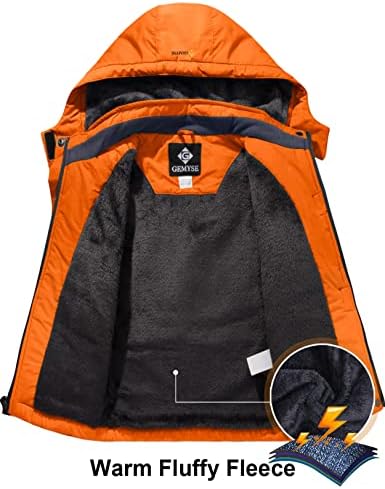 GEMYSE Boy's Waterproof Ski Snow Jacket Fleece Kids Winter Coat with Hood