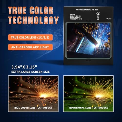 TRQWH Auto Darkening Welding Lens - Welding Helmet Lens True Color Technology with 4 Arc Sensor Ajustable Shade Range 4/5-13 Automatic LCD Lens Dimming Shade Filter 4.49x5.24in Auto Welding Lens