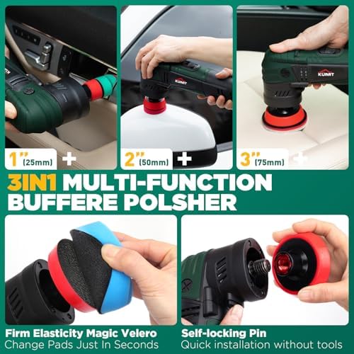 1"/2"/3" Buffer Rotary Polisher Kit | 780W High-Power Mini Polishing Machine w/ 27-Piece Accessories | M5/8-11 Thread 75mm/100mm/140mm Extension Shafts | for Car, Boat & Metal Detailing, Green