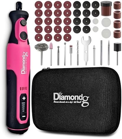 Diamondg CR400 Variable Speed Rotary Tool Kit with Accessories, Cordless Precision Grinder for Grooming, Detailing, Polishing & Light Cutting, Storage Case Included, Deep Pink