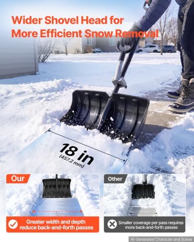 VEVOR 18" Poly Snow Shovel for Driveway with Assisted Handle