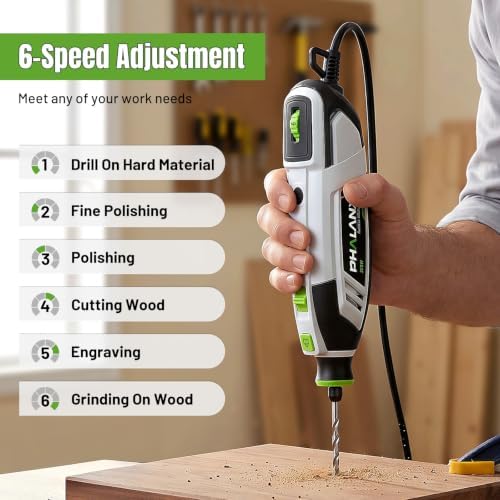 200W Rotary Tool Kit, 10000-38000 RPM 6 Speed Multi-Tool with Flex Shaft & 132pcs Accessories Kit, Power Rotary Tools for DIY Crafts, Engraving, Sanding, Polishing & Drilling