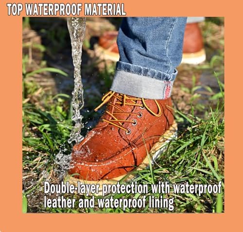 Work Boots for Men 6" Steel Toe Wedge Sole Waterproof Safety Boots