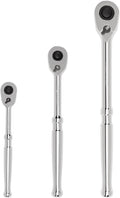 TEKTON 1/4, 3/8, 1/2 Inch Drive Ratchet Set (3-Piece) | SRH91100 | 6, 8, 10-1/2 in., Quick-Release, Polished Handle