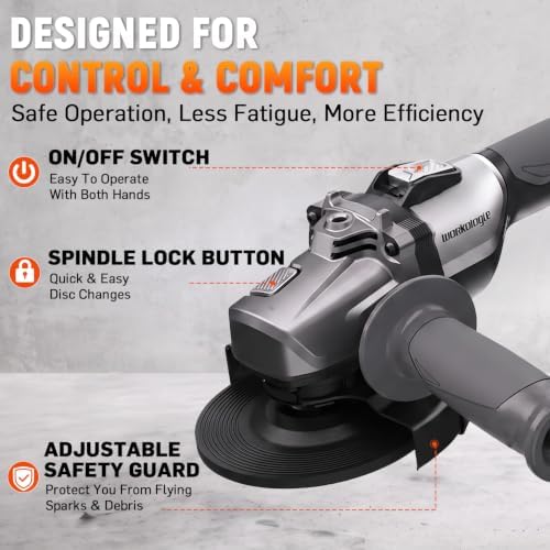 Angle Grinder Cordless 20V with 5.0Ah Battery & Charger Brushless Motor