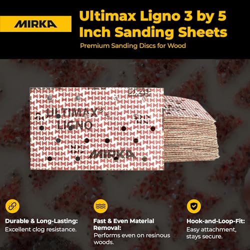 Mirka Abrasive Sheets Ultimax Ligno 3x5 Hook and Loop P80 50 Pack