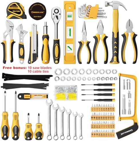 199 Piece Tool Kit for Home,General Household/Auto Repair Tool Set,Basic Hand Tool Kit with Socket Wrench,Tool Box Case for Men,Perfect for Diyer Handyman Homeowner