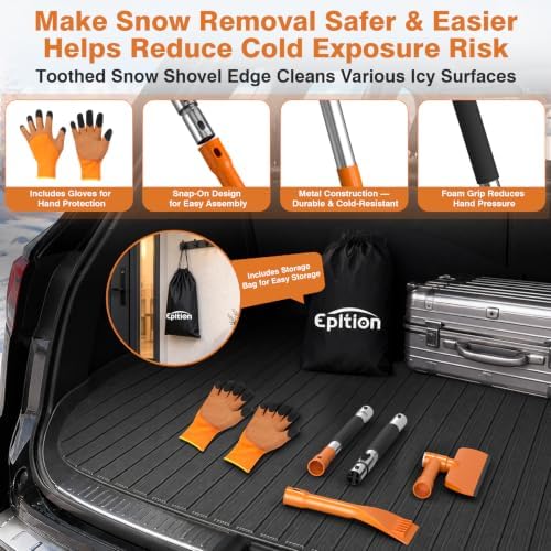 Upgraded 63" Extra Long Snow Brush with Ice Scraper for Car Windshield