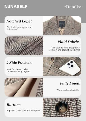 Mina Self 2026 Women's Fall Plaid Blazer Houndstooth Jacket Business Casual