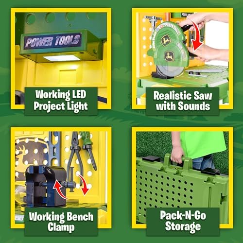 John Deere Kids Workbench, Power Tools Workshop - 39 Pieces - Ages 5+