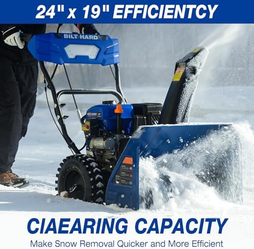 BILT HARD 2 Stage Gas Snow Blower 24-Inch with 212cc Engine, Self Propelled Snowblower with Electric Start and LED Headlight, Snow Removal Machine for Driveway