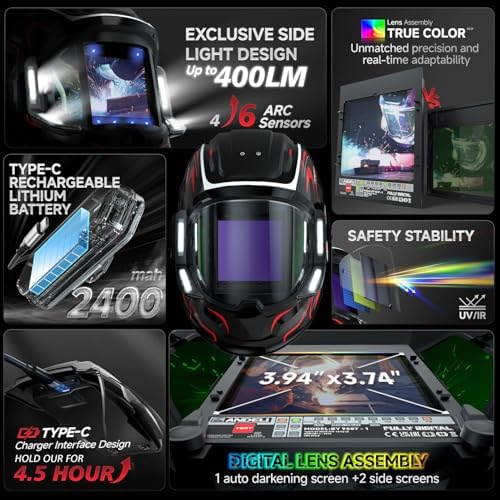 ANDELI Auto Darkening Welding Helmet with Light,with Internal Display