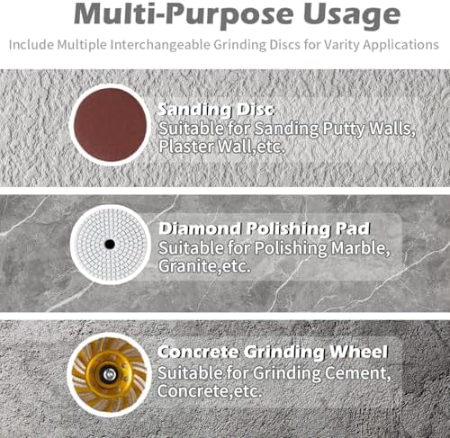 Electric Diamond Polisher Machine+Telescopic Rod 3800W 6 Speed Gears Triple Head Concrete Diamond Grinder for Metal,Stone,Cement Brick Surface Grinding,Epoxy Resin Removal Rock Granite
