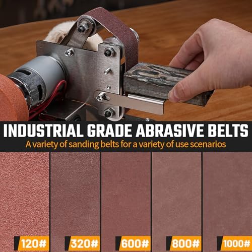 Mini Electric Belt-Sander Knife-Sharpener Sanding Machine - Small Bench Grinder Kit 7 Speed Adjustable Power Polisher DIY Polishing Grinding Tool For Metal Wood DIY Craft Jewelry