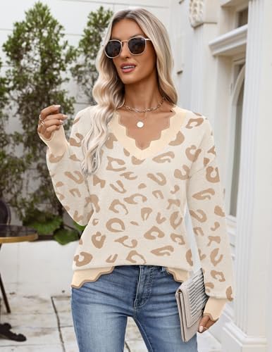 Zeagoo Women's 2026 Fall V Neck Sweater Long Sleeve Lightweight Knit Tops