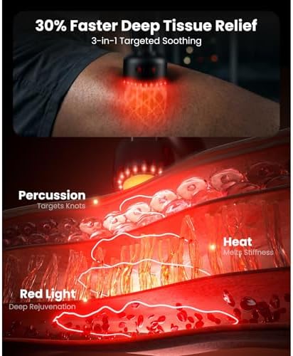 BOB AND BRAD L7 Ultra Massage Gun with Heat, Red Light & Extension Handle