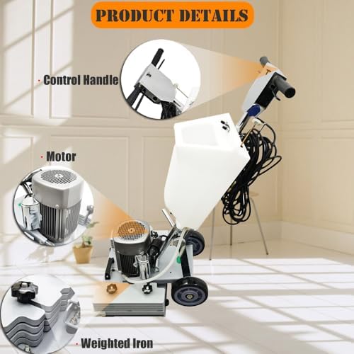 Electric Floor Grinder Floor Grinding Machine 3.43Gal Floor Polisher Floor Scrubber 110V 1500W
