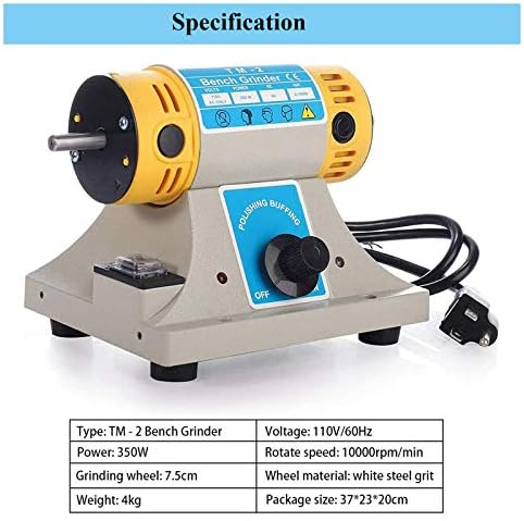 Electric Bench Buffer Polisher, 350W Mini Jewelry Rock Polishing Grinding Buffing Benchtop Tool Kits, Variable Speed 0~10000 RPM, DIY Rock Gem Jade