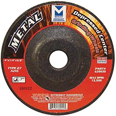 Mercer Industries 620030 - 4" x 1/4" x 5/8" Type 27 Grinding Wheels for Metal (25 pack)
